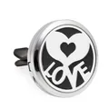 Clip difusor de aromaterapia para coche de aleación de plata de 30mm con corazón - Estilo Corazón LOVE (HG068) / 10 Piezas/Paquete (30mm) / Plateado