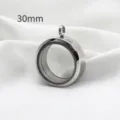 30mm stainless steel round locket pendant with glass windows - 30mm Pack / Steel Smooth