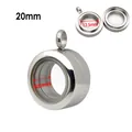 20mm stainless steel round double-sided transparent glass floating locket pendant - 20mm Pack / Steel