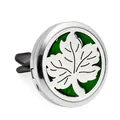 Clip difusor de aromaterapia de metal de 30mm para coche con almohadilla verde de hoja - Estilo Calado de Hoja (HG058) / 10 Piezas/Paquete (30mm) / Plateado