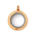 Elegant 25mm rose gold stainless steel round floating locket glass photo locket pendant - Round Smooth Locket Pendant / 25mm Screw Opening Style / Rose Gold