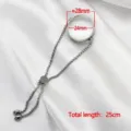 Stainless steel floating locket bracelet with adjustable chain for DIY charms - 28mm Frame with Slider Chain / Silver