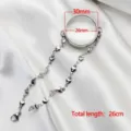 Stainless steel heart chain bracelet with curved glass round floating locket for DIY - 30mm Frame with Heart Chain / Silver