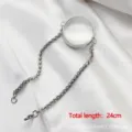 Silver stainless steel floating locket bracelet with curved glass cover, 24cm length - 30mm Frame with Wheat Chain / Silver