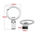 8mm Silbermetall-Schlüsselanhänger-Schieber für DIY-Armbandriemen mit Maßen - Verschluss + Schlüsselring Set / 1 Set (Inklusive Schrauben) / Silber
