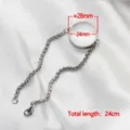 Round curved glass floating locket bracelet made of durable polished stainless steel - 28mm Frame with Wheat Chain / Silver