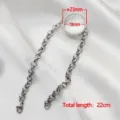Stainless steel floating locket bracelet with curved glass and 22cm total length - 23mm Frame with Round Bead Chain / Silver