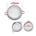 Stainless steel round floating locket with curved glass and 23mm dimension for DIY jewelry - 23mm Double Ear Frame / Silver