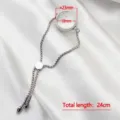 Stainless steel floating locket bracelet with curved glass and adjustable chain - 23mm Frame with Slider Chain / Silver