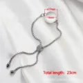 Stainless steel adjustable floating locket bracelet with curved glass cover 23cm - 17mm Frame with Slider Chain / Silver
