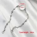 Stainless steel heart chain bracelet featuring a round curved glass floating locket DIY charm - 17mm Frame with Heart Chain / Silver