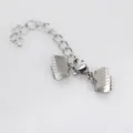 Silberne Metall-Verlängerungskette mit Karabinerverschluss und Bandklemmen für DIY - Bandklemmen-Set / 8mm / Silber
