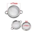 Curved glass floating locket jewelry component for DIY stainless steel bracelets - 17mm Double Ear Frame / Silver