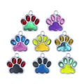 Set of eight colorful candy-toned enamel pet paw print alloy pendants for DIY jewelry making. - 16.5x17.6mm / Mixed Colors