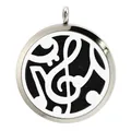 35mm stainless steel aromatherapy locket pendant with hollow treble clef music note design - 音乐符号款(BA003) / Pendant Only (Without Chain)