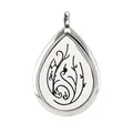 Ciondolo diffusore per aromaterapia in acciaio inossidabile a forma di goccia d'acqua - Stile arabesco (001) / Argento