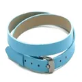 Bracelet double tour en cuir PU bleu clair 8mm avec boucle argentée pour bijoux DIY - Bleu clair