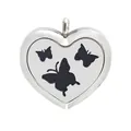 Medaglione per aromaterapia a forma di cuore da 30mm in acciaio inox con farfalla - Medaglione (001) / Con 10 Cuscinetti / Farfalla Cavo