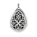 Waterdrop aroma diffuser pendant in stainless steel silver finish with hollow pattern - Hollowed Pattern Style (008) / Silver