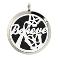 38mm stainless steel aromatherapy diffuser pendant with Believe script hollow design - 信任文字款(BA027) / Pendant Only (Without Chain)