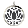 Lotus hollow stainless steel aromatherapy diffuser pendant, 38mm round locket charm - 镂空莲花款(BA042) / Pendant Only (Without Chain)