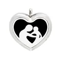 30mm stainless steel heart aromatherapy diffuser locket with a mother and child hug silhouette - Mother And Child Hug Hollow