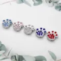 Bunte 10 mm Strass-Pfotenanhänger in fünf Farben für DIY-Armbänder und Handyketten - Rot Zirkonia / 10mm / Chrom Hundepfote