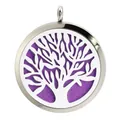 Stainless steel tree of life aromatherapy locket with purple felt pad - 生命树款(BA047) / Pendant Only (Without Chain)
