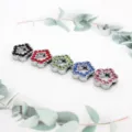 Blumen-Anhänger aus Legierung mit bunten Strasssteinen für DIY-Schmuckherstellung - Rot Zirkonia / 10mm / Chrom Blume