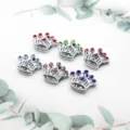 Set aus 10mm Legierungskronen-Anhängern mit bunten Strasssteinen für DIY Schmuck - Rot Zirkonia / 10mm / Chrom Krone