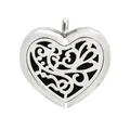 Silver stainless steel heart locket aromatherapy essential oil diffuser pendant jewelry - Multicolor Pattern Hollow