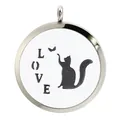 38mm stainless steel aromatherapy pendant featuring a cat butterfly and LOVE engraving - 猫咪蝴蝶LOVE款(BA067) / Pendant Only (Without Chain)