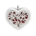 30mm heart-shaped stainless steel aromatherapy locket with hollow flower pattern detail - Exquisite Flower Hollow