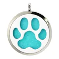 Stainless steel aromatherapy diffuser locket 38mm with paw print design and blue felt - 镂空爪印款(BA226) / Pendant Only (Without Chain)
