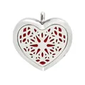 30mm heart-shaped stainless steel aromatherapy locket with red inner pad for essential oils - Star Flare Hollow