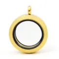 25mm golden frosted stainless steel floating locket with glass window for charms - 25mm / Matte Gold