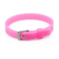 8mm pink silicone DIY wristband bracelet with silver metal buckle for jewelry charms - Pink
