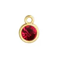 Golden round birthstone charm pendant with red faceted crystal for DIY jewelry making - Gold Frame-Garnet (HC482)