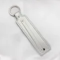 Silver faux leather 8mm slide charm strap keychain for custom DIY support pendants - Chrome Ring / 8mm Artificial Leather Keychain Ring / Silver
