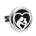 Clip de aromaterapia para ventilación de coche de 30mm con diseño de corazón familia - Estilo Corazón Padres e Hijos (HG075) / 10 Piezas/Paquete (30mm) / Plateado