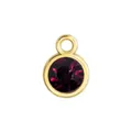 Round gold birthstone pendant with deep purple crystal for DIY jewelry - Gold Frame-Dark Purple (HC482)
