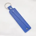 Premium blue faux leather DIY keychain strap for 8mm slider charms and alphabet letters - Chrome Ring / 8mm Artificial Leather Keychain Ring / Sapphire Blue