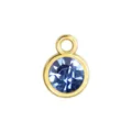 Minimalist round blue birthstone pendant DIY charm with gold plated frame for bracelets - Gold Frame-Light Blue (HC482)