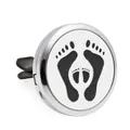 Clip de aromaterapia de metal para coche de 30 mm con diseño de huella - Estilo Huellas (HG070) / 10 Piezas/Paquete (30mm) / Plateado