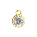 Round clear crystal birthstone charm pendant with gold bezel for DIY jewelry making - Gold Frame-White (HC482)