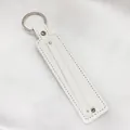 Premium white faux leather keychain strap base for 8mm DIY slide-on charms and letters - Chrome Ring / 8mm Artificial Leather Keychain Ring / White