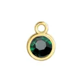 Eleganter runder vergoldeter Geburtsstein-Anhänger mit dunkelgrünem Kristall für DIY-Schmuck - Goldener Rahmen-Dunkelgrün (HC482)
