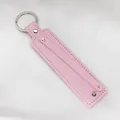 Pink faux leather keychain strap DIY accessory with metal ring for custom letters - Chrome Ring / 8mm Artificial Leather Keychain Ring / Pink