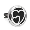 Clip difusor de aroma para coche 30mm plata con diseño de doble corazón y tapa magnética - Estilo Doble Corazón (HG074) / 10 Piezas/Paquete (30mm) / Plateado