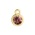Runder facettierter rosa Kristall-Geburtsstein-Anhänger mit vergoldeter Fassung - Goldener Rahmen-Hellviolett (HC482)